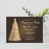 Invitation Élégant Noël Engagement Party Gold (Debout devant)