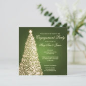 Invitation Élégant Noël Engagement Party Gold Green (Debout devant)