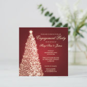 Invitation Élégant Noël Engagement Party Gold Red (Debout devant)