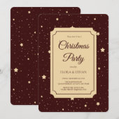 Invitation Élégant Noël étoilé rouge et or (Devant / Derrière)