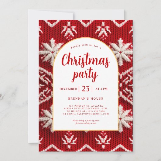 Invitation Élégant Noël Festif Vacances d'hiver (Devant)