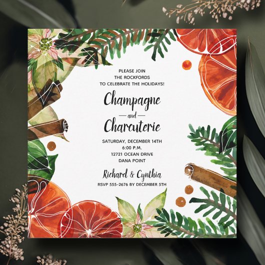 Invitation Élégant Noël Floral