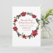 Invitation Élégant Noël Floral Poinsettia Dîner de vacances (Debout devant)
