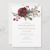 Invitation Élégant Noël Floral Rouge ou Mariage d'hiver (Devant)
