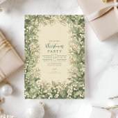 Invitation Élégant Noël Holly Blanc