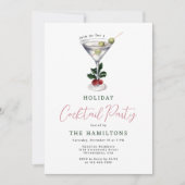 Invitation Élégant Noël Martini Fête Cocktail (Devant)