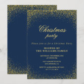 Invitation Élégant Noël Party Gold Navy Glam (Devant / Derrière)