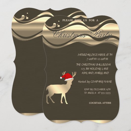 Invitation Élégant Noël Père Noël chapeau, fête de Noël (Devant / Derrière)