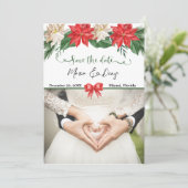 Invitation Elégant Noël Photo Wedding Enregistrer la date Inv (Debout devant)