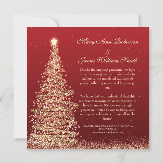 Invitation Élégant Noël rouge Mariage réduit (Devant)