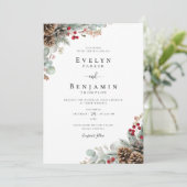 Invitation Élégant Noël Rustique Mariage d'hiver (Debout devant)