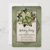 Invitation Élégant Noël vert cloches Fête de Noël (Devant)