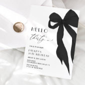 Invitation Elégant Nœud Noir Bonjour Trente 30e Anniversaire