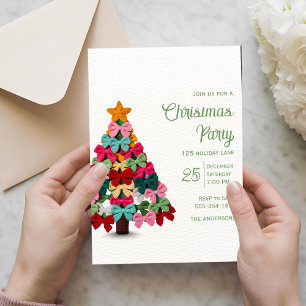 Invitation Élégant nœuds coquette arbre de Noël fête