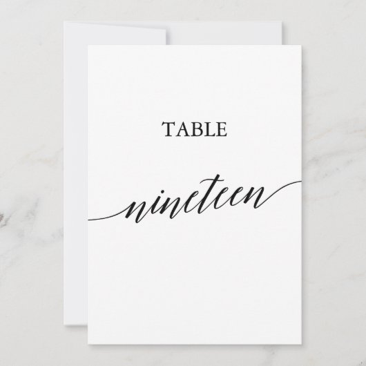 Invitation Élégant noir 5x7 Numéro de tableau imprimable Dix- (Devant)