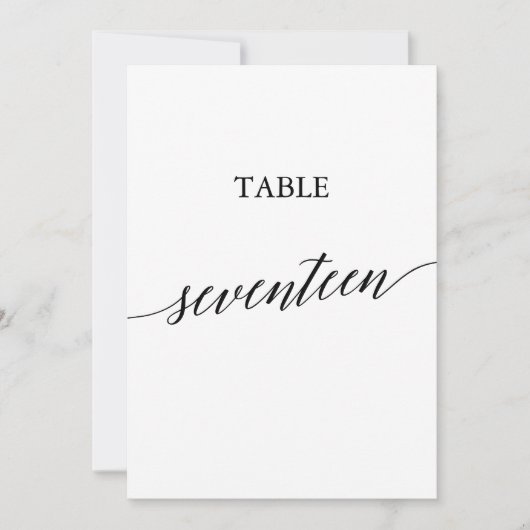 Invitation Élégant noir 5x7 Numéro de tableau imprimable Dix- (Devant)