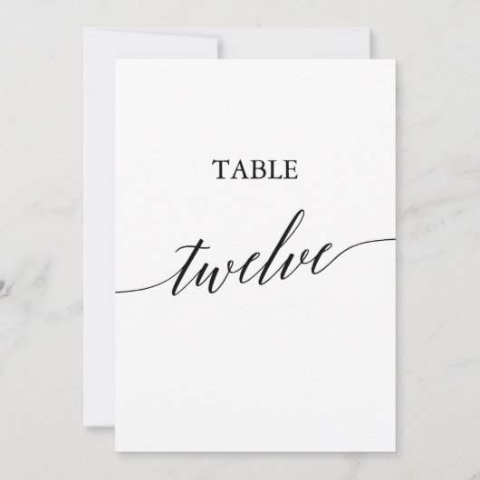 Invitation Élégant noir 5x7 Numéro de tableau imprimable Douz (Dos)