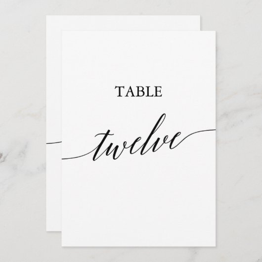 Invitation Élégant noir 5x7 Numéro de tableau imprimable Douz (Devant / Derrière)