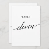 Invitation Élégant noir 5x7 Numéro de tableau imprimable Onze (Devant / Derrière)