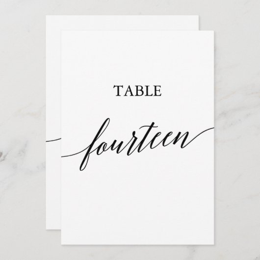 Invitation Élégant noir 5x7 Numéro de tableau imprimable Quat (Devant / Derrière)