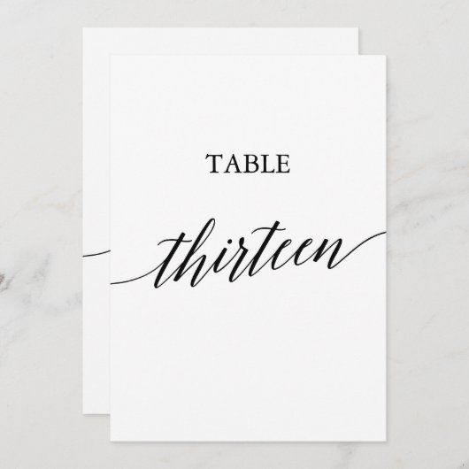 Invitation Élégant noir 5x7 Numéro de tableau imprimable Trei (Devant / Derrière)