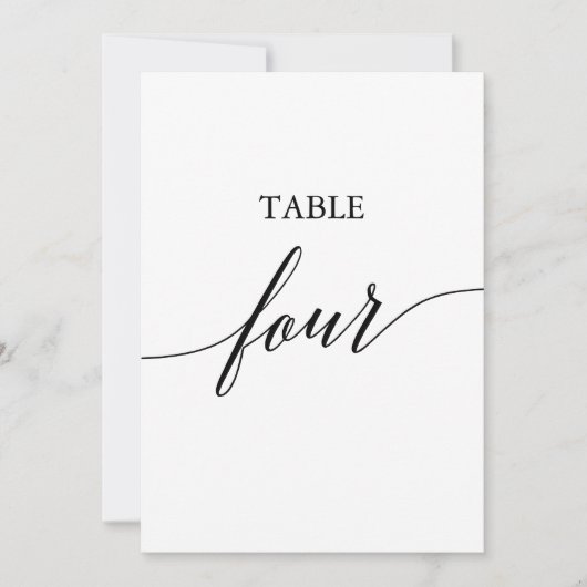 Invitation Élégant noir 5x7 Tableau imprimable Numéro quatre (Devant)