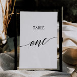 Invitation Élégant Noir 5x7 Tableau Imprimable Un Numéro de t<br><div class="desc">Cet élégant noir 5x7" table imprimable un numéro de table est parfait pour un mariage simple. Le design neutre présente une carte minimaliste décorée de typographie romantique et fantaisiste. La carte s'imprime à l'avant et à l'arrière (double face). Les autres numéros de tableau de la collection sont vendus séparément.</div>