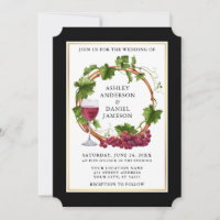 Elégant noir aquarelle raisins Mariage de couronne