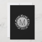 Invitation Elégant noir argent Parties scintillant florale do (Dos)