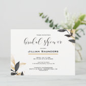 Invitation Élégant noir avec Fête des mariées or (Debout devant)