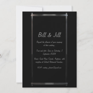Invitation Élégant noir avec Mariage frontière Chrome Déco