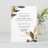 Invitation Élégant Noir avec Mariage Or (Debout devant)