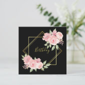 Invitation Élégant noir avec roses roses roses roses Invitati (Debout devant)