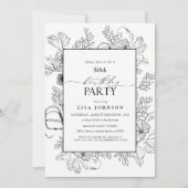 Invitation Elégant noir blanc 50e anniversaire Floral Line Ar (Devant)