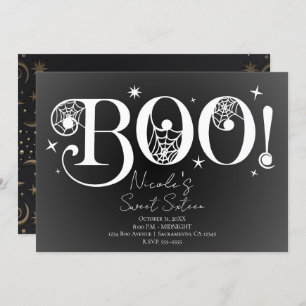 Invitation Elégant noir blanc BOO Magique Halloween Sweet 16