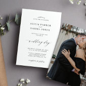 Invitation Élégant noir blanc classique mariage photo personn