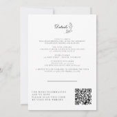 Invitation Elégant noir & blanc Crest Détails et Mariage QR (Dos)