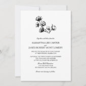 Invitation Élégant noir blanc de coton Plante Mariage (Devant)