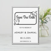 Invitation Elégant noir blanc encadré Mariage Enregistrer la (Debout devant)