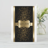 Invitation Élégant Noir, Blanc et Or (Debout devant)