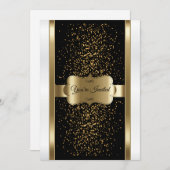 Invitation Élégant Noir, Blanc et Or (Devant / Derrière)