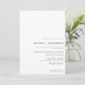 Invitation Élégant noir blanc Formal Script Mariage minimal (Debout devant)