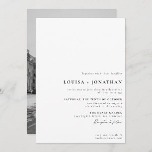 Invitation Élégant noir blanc Formal Script Photo Mariage