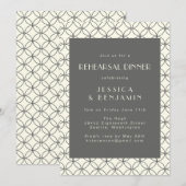 Invitation Élégant Noir Blanc Lignes de Répétition Dîner (Devant / Derrière)