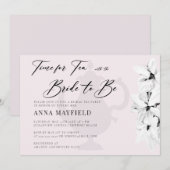 Invitation Elégant Noir Blanc Magnolia Temps pour Tea Bridal (Devant / Derrière)