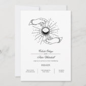 Invitation Elégant noir & blanc Mains mystiques main (Devant)
