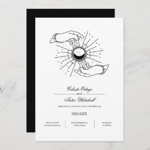 Invitation Elégant noir & blanc Mains mystiques main
