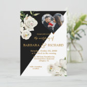 Invitation Élégant noir blanc Mariage photo (Debout devant)
