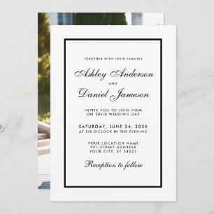 Invitation Elégant Noir & Blanc moderne Mariage Inviter Photo