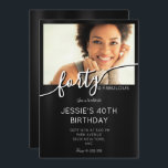 Invitation Elégant noir & blanc photo personnalisée Fabuleux<br><div class="desc">Célébrez un jalon dans le style avec cette élégante photo personnalisée en noir et blanc Fabulous 40 anniversaire invitation. Doté d'un design monochrome chic, d'une typographie moderne et d'une photo personnalisée, cet invitation donne le ton d'une soirée de 40 ans classe et inoubliable. Customisez avec votre nom, vos coordonnées et...</div>
